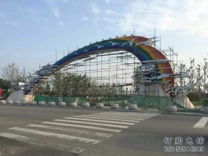云朵大雁大門雕塑，地域形象美陳，烤漆工藝制作