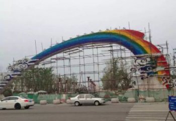 祥云大門雕塑，城市地標建筑，不銹鋼祥云大門雕塑