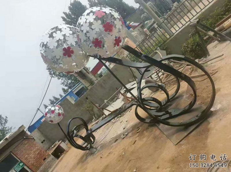 大型蒲公英坐凳雕塑，現代元素設計，不銹鋼坐凳雕塑