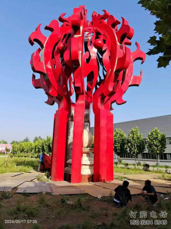 火球雕塑，精神堡壘火球雕塑落地展示