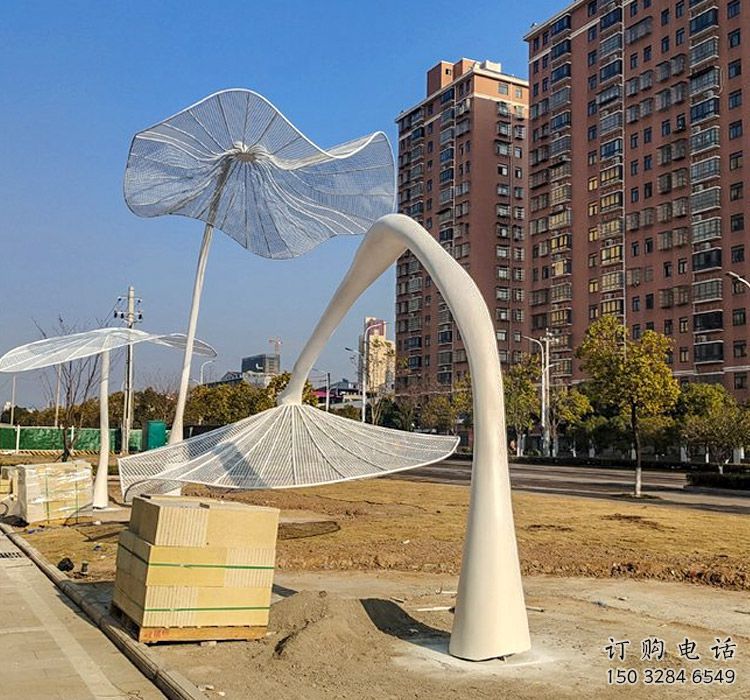 花傘廊架雕塑，不銹鋼廊架花雕塑