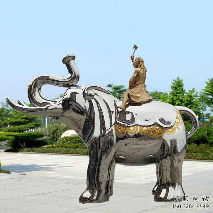 景觀大象雕塑工程選用，美陳雕塑，鏡面大象雕塑展示
