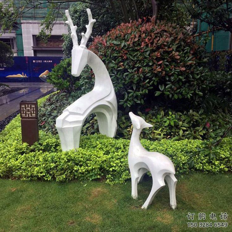 抽象鹿雕塑，幾何造型，不銹鋼抽象鹿雕塑廠家