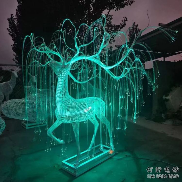 梅花鹿雕塑供應，花園小品，酒店燈光梅花鹿雕塑展品