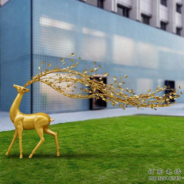 大型梅花鹿雕塑制作，花園小品，仿真梅花鹿雕塑提供