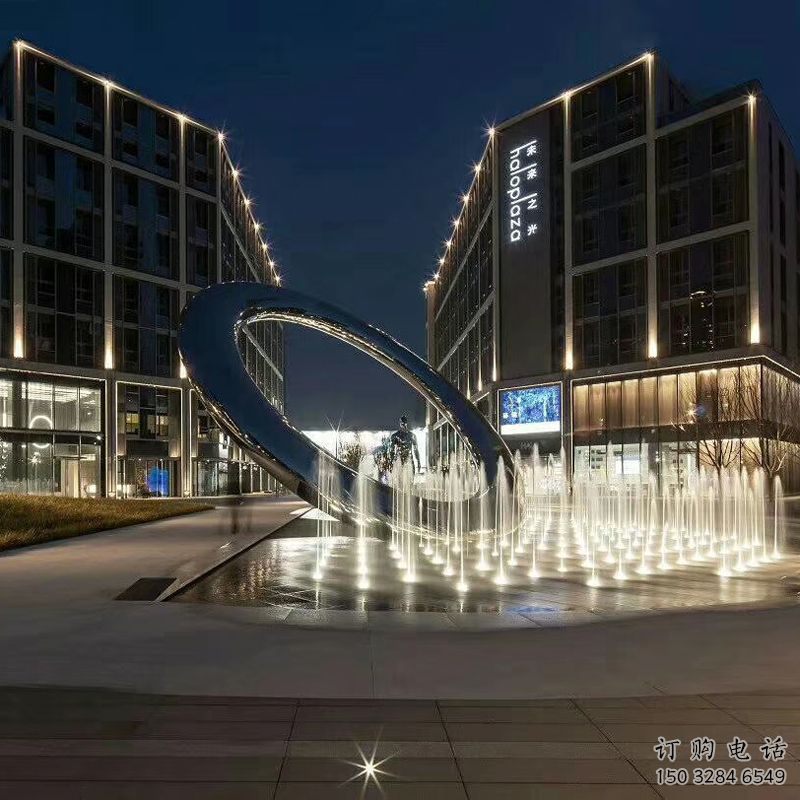 噴水圓環(huán)雕塑，水景文化雕塑，旱地噴泉小品