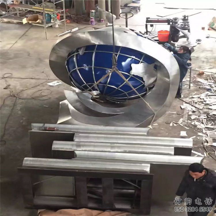 戶外地球雕塑點擊，圓雕體系，不銹鋼地球雕塑廠家