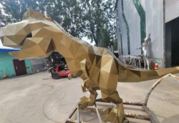 景觀恐龍雕塑供應，公園雕塑，金屬幾何恐龍雕塑制作