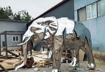 大型大象雕塑制作，動物小品，鏡面大象雕塑提供