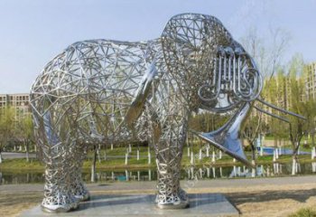 大象雕塑承接，動物鏤空雕塑，鏤空大象雕塑定制