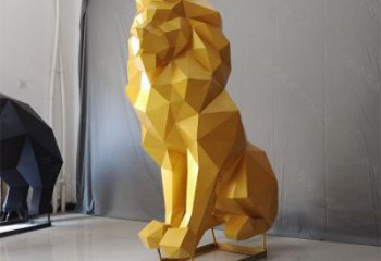 景觀獅子雕塑供應(yīng)，切面動(dòng)物雕塑，不銹鋼獅子雕塑供求
