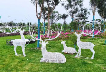 金屬小鹿雕塑制作，陸地擺件，鏤空小鹿雕塑制造商