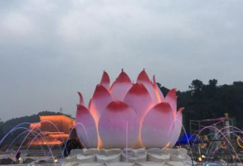 蓮花噴泉雕塑，水景藝術小品，水秀蓮花雕塑廠家