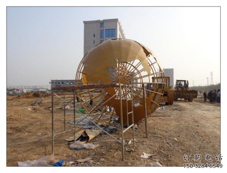 地球儀雕塑供求，白鋼構(gòu)件，烤漆地球儀雕塑制造廠家