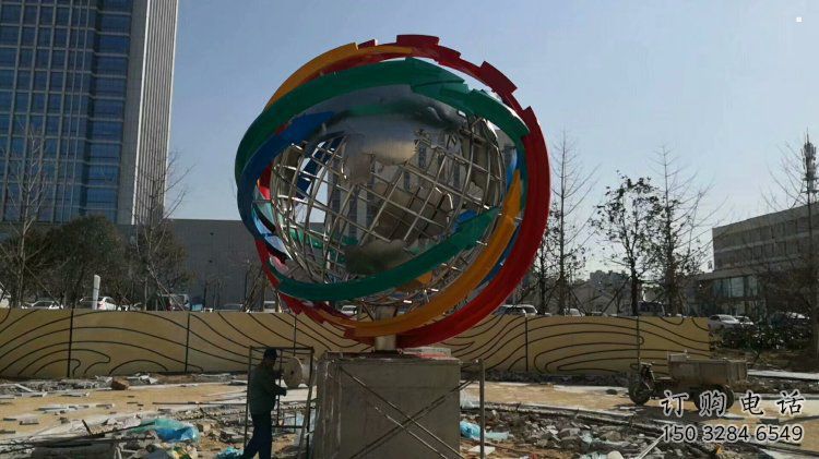 地球儀雕塑選用，多彩藝術，鏤空現代地球儀雕塑展品