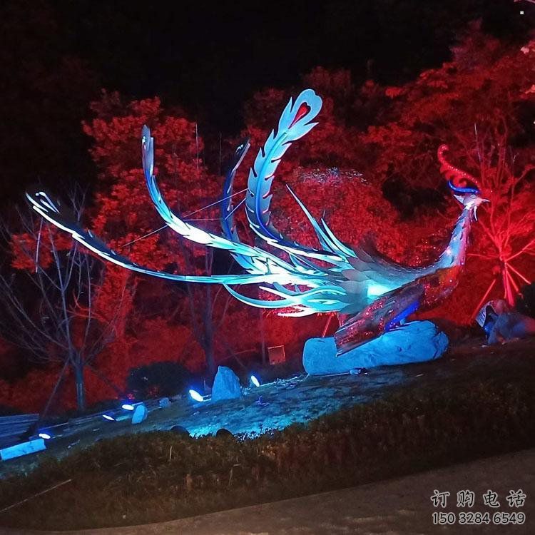 鳳凰雕塑選用，多彩藝術，發光鳳凰雕塑廠家展品