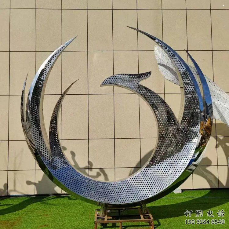 鳳凰雕塑供給，戶(hù)外雕塑，不銹鋼鳳凰圓環(huán)雕塑廠家選用