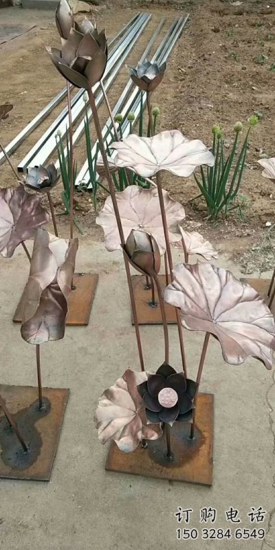 荷葉雕塑展品，公園小品，銅荷葉雕塑供需