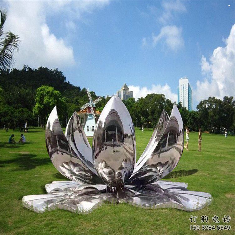 蓮花雕塑供給，街道標(biāo)識(shí)，不銹鋼鏡面蓮花雕塑廠家