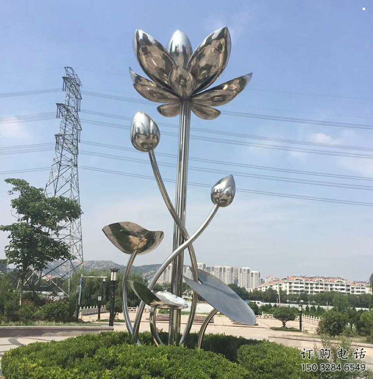 蓮花雕塑特供，美陳雕塑，制造鏡面蓮花雕塑廠家
