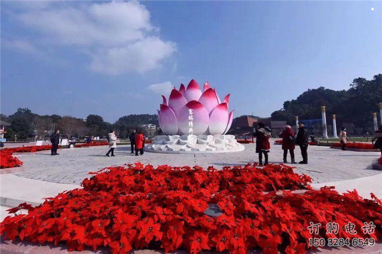 烤漆蓮花雕塑廠家，小區雕塑，不銹鋼蓮花噴泉雕塑優價