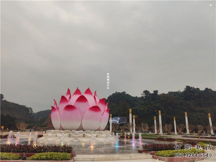 藝術蓮花雕塑廠家，小區擺件，蓮花噴泉雕塑服務商