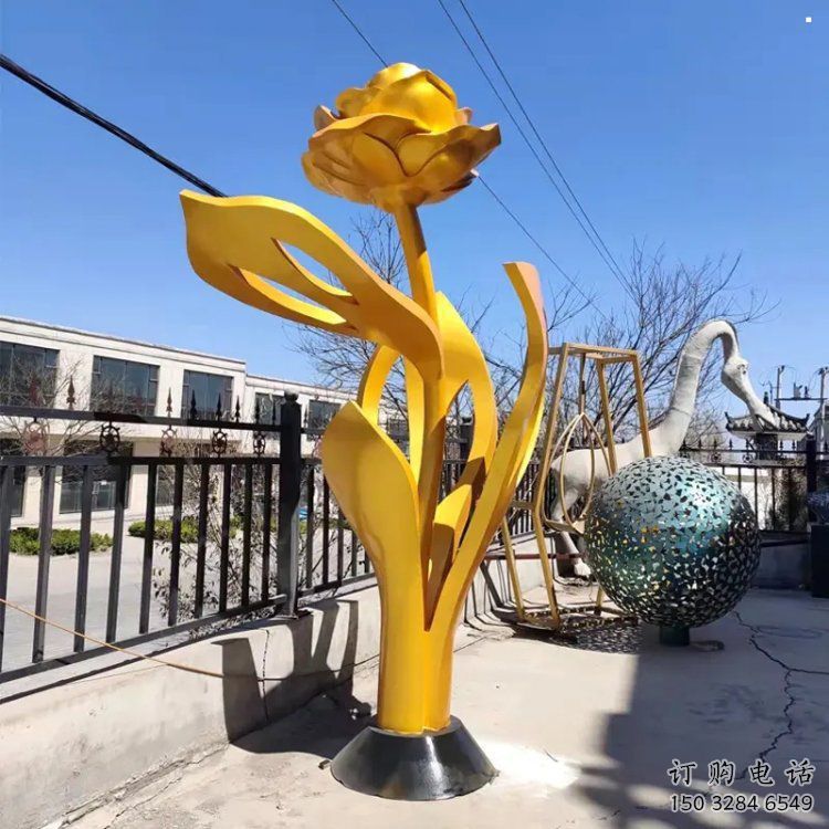 剪影月季花雕塑