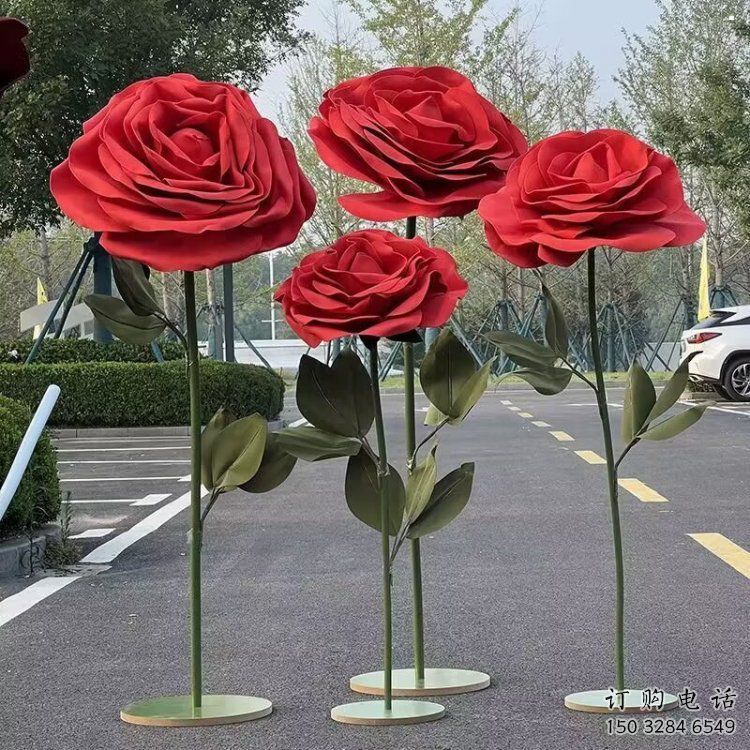 花朵月季雕塑供求，村標概念，景觀月季花朵雕塑通用
