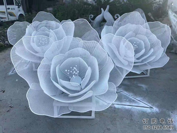 牡丹花雕塑點擊，城區小品，園林鏤空牡丹花雕塑承接
