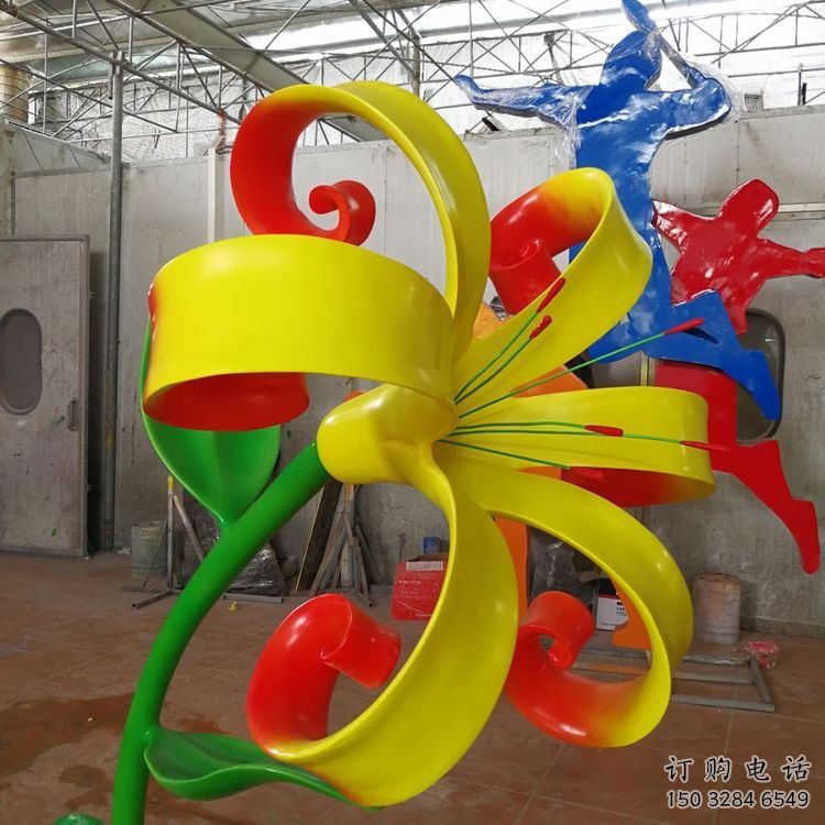 蘭花雕塑批發，美陳雕塑，不銹鋼蘭花雕塑標準