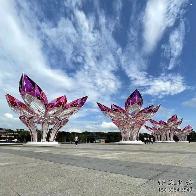 茉莉花雕塑制作，陸地擺件，不銹鋼茉莉花雕塑制造商