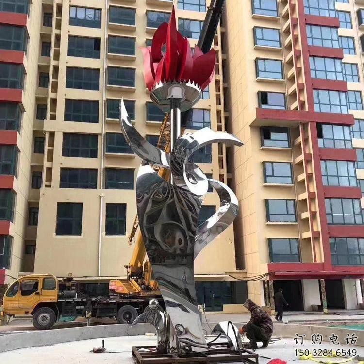 石榴花雕塑點(diǎn)擊，景觀雕塑，不銹鋼石榴花雕塑廠家