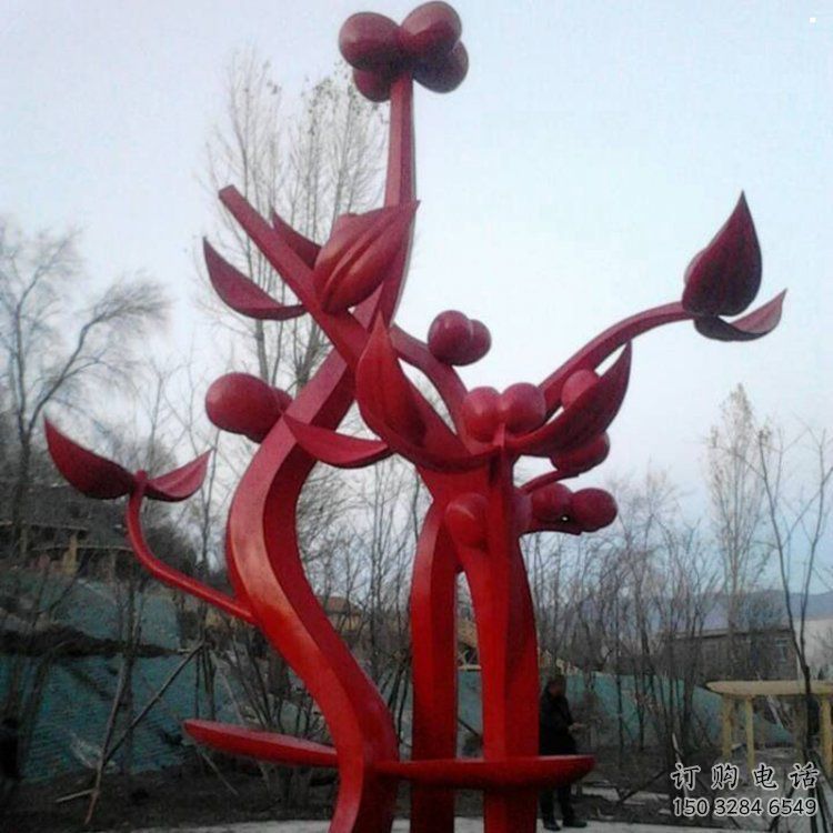 石榴花雕塑精品，景觀雕塑，不銹鋼石榴花雕塑生產(chǎn)商