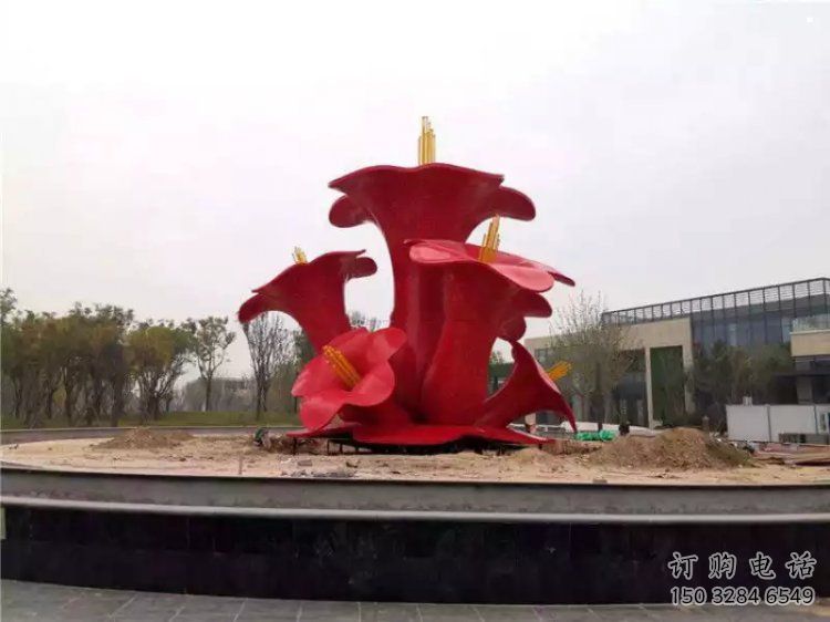 烤漆梧桐花雕塑制造商，室外軟裝，景觀梧桐花雕塑制作廠家