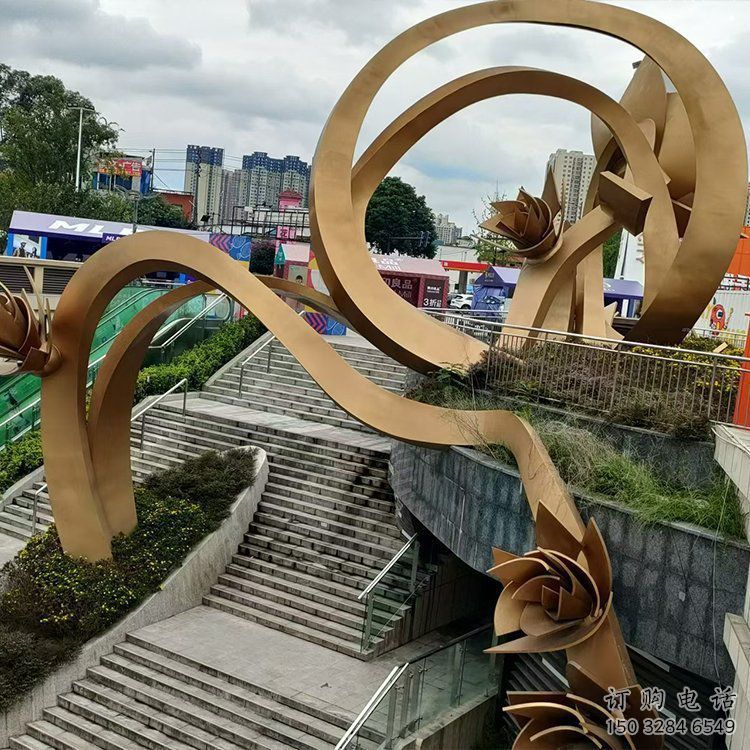 櫻花雕塑優選，陸地擺件，不銹鋼櫻花雕塑廠家