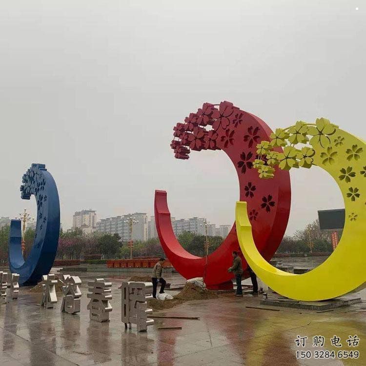 櫻花雕塑制造商，美陳雕塑，不銹鋼櫻花雕塑訂做廠家