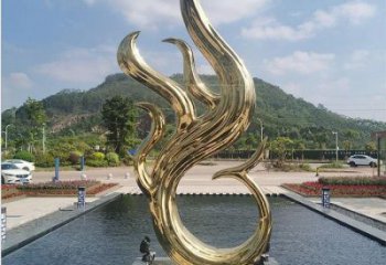 鳳凰雕塑優價，村標概念，不銹鋼電鍍鳳凰雕塑廠家