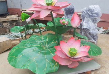 鋼鑄荷花雕塑常用，鋼管組合，園林荷花雕塑定價