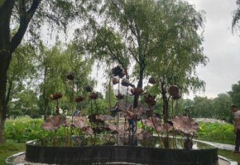 主題荷花雕塑供給，中式工藝，藝術銅荷花雕塑廠家精品