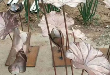 荷葉雕塑展品，公園小品，銅荷葉雕塑供需