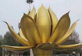 金蓮花雕塑定價(jià)，街景小品，不銹鋼金蓮花雕塑工廠