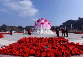 烤漆蓮花雕塑廠家，小區(qū)雕塑，不銹鋼蓮花噴泉雕塑優(yōu)價(jià)
