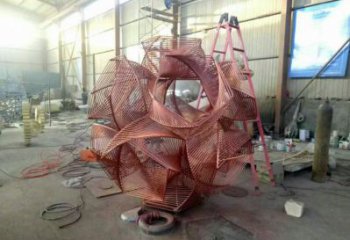 花球雕塑訂做，街景小品，不銹鋼花球雕塑制作廠家