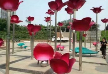 花朵雕塑定做，多彩藝術(shù)，郁金香花朵雕塑廠家選用