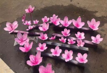桃花雕塑工廠，美陳雕塑，烤漆桃花雕塑標準