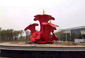 烤漆梧桐花雕塑制造商，室外軟裝，景觀梧桐花雕塑制作廠家