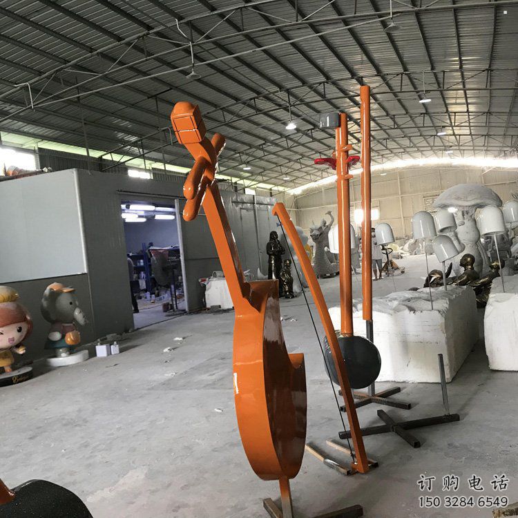二胡雕塑觀賞型，標識雕塑，紀念不銹鋼二胡雕塑展品