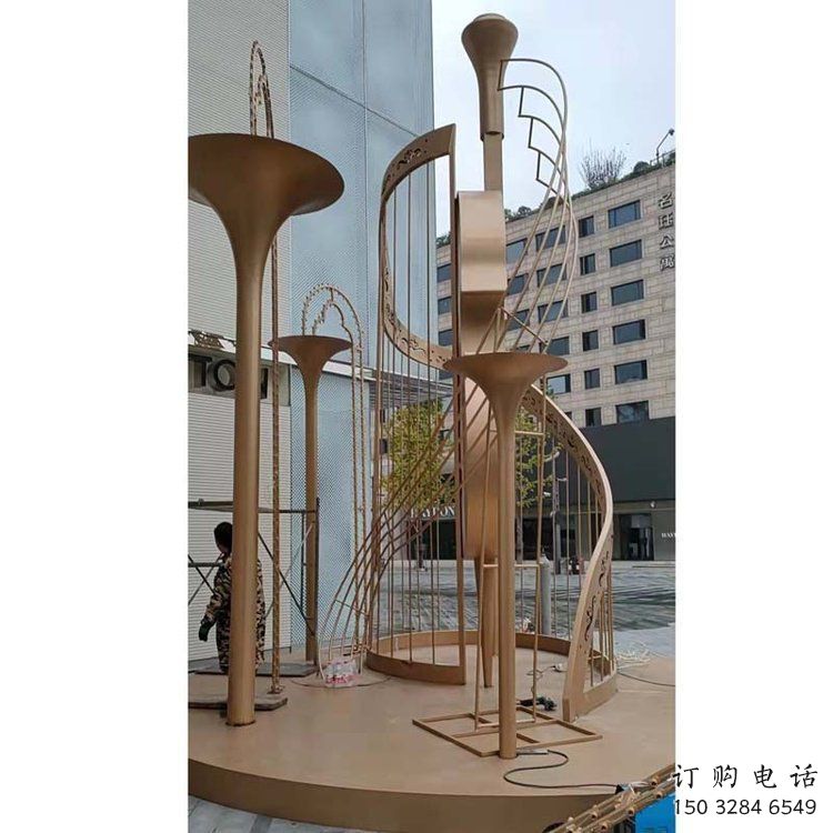 提琴雕塑選用，透雕系列，現代不銹鋼提琴雕塑優價