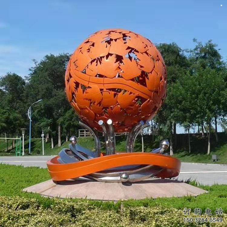 鏤空球雕塑指用，白鋼構件，烤漆鏤空球雕塑提供