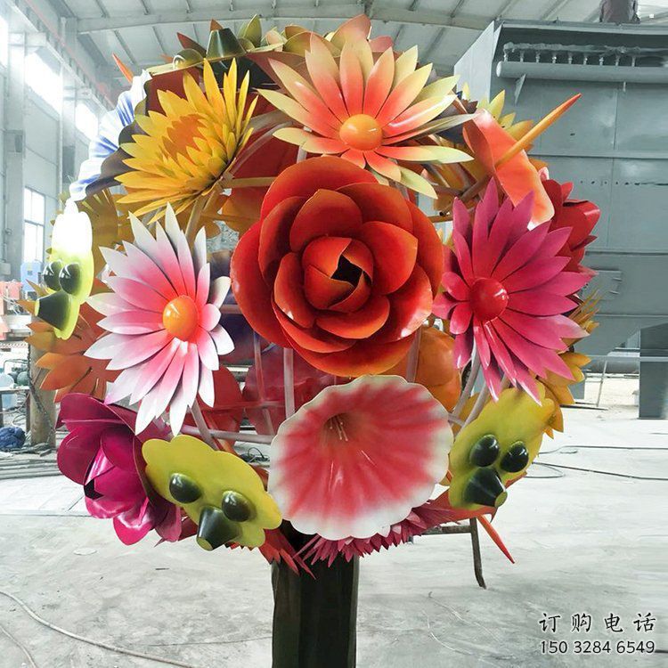 花球雕塑廠(chǎng)家，美陳雕塑，不銹鋼花球雕塑定制